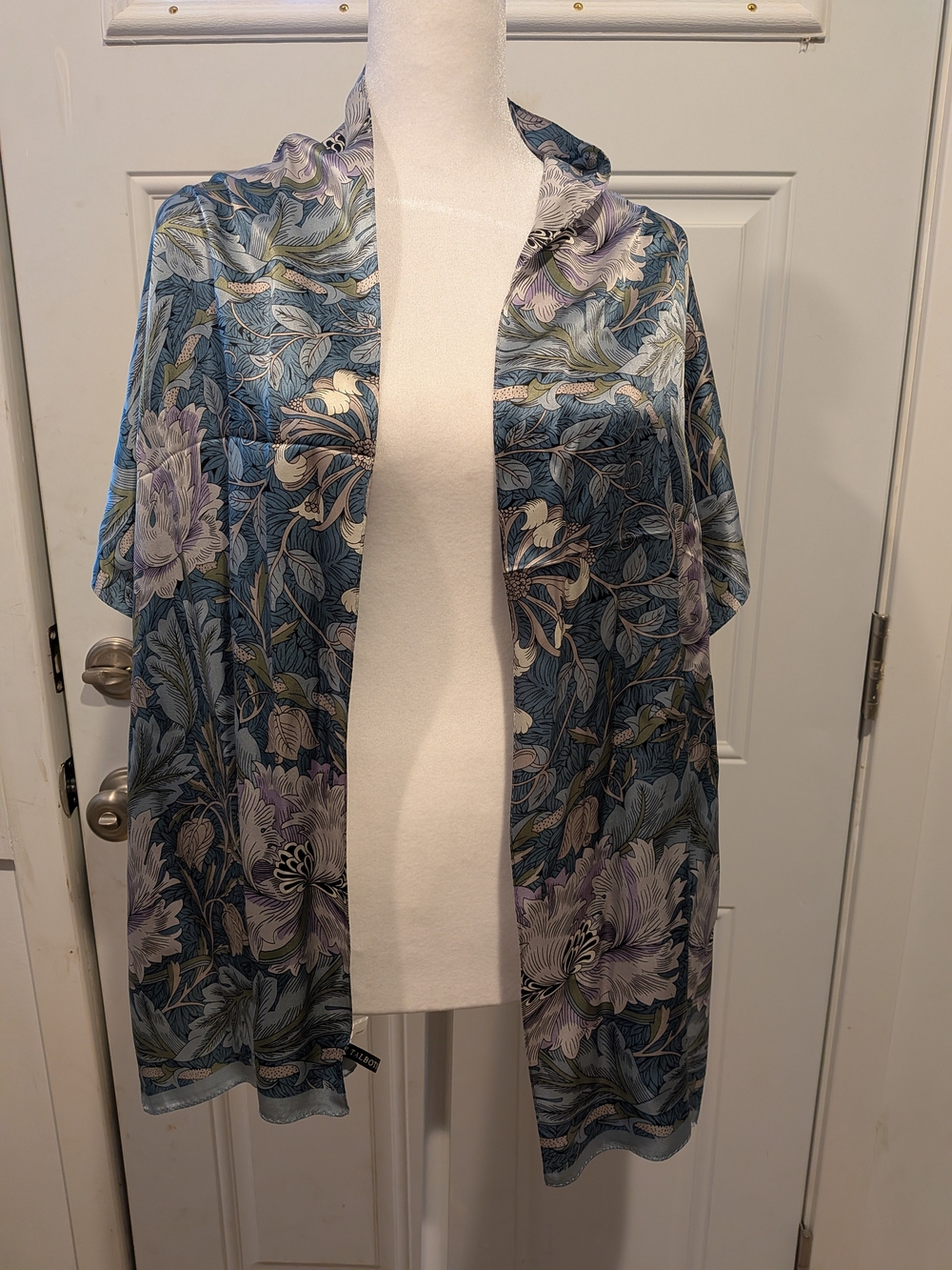 Talbots Blue and Lavender Floral Silk Wrap